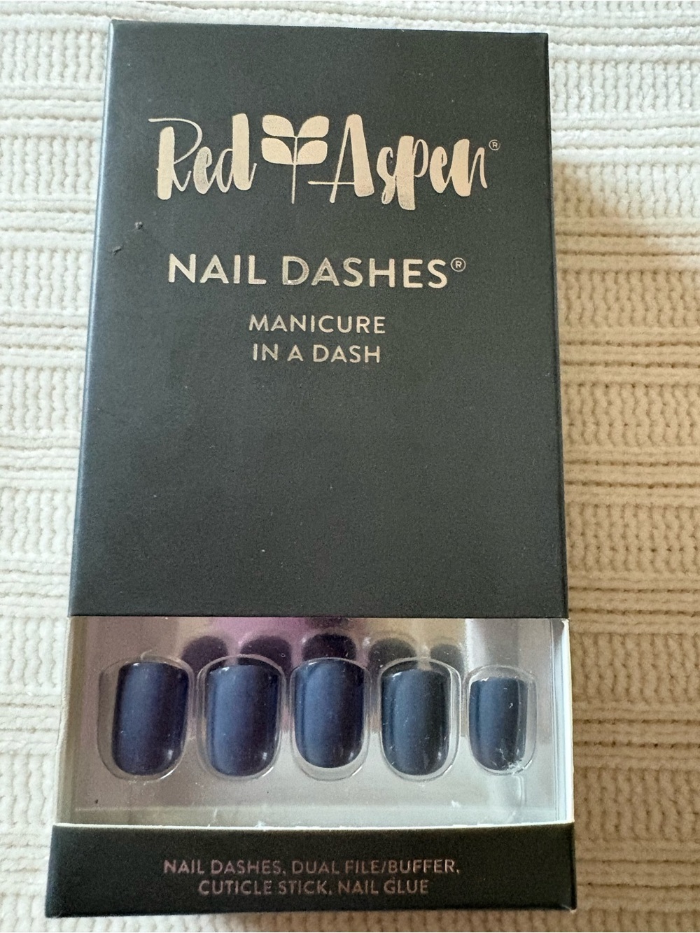 New Red Aspen Nail Dashes Press-On Nails - Deep Gray Dark & Stormi